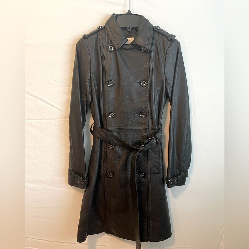 Neiman Marcus Black Leather Trench